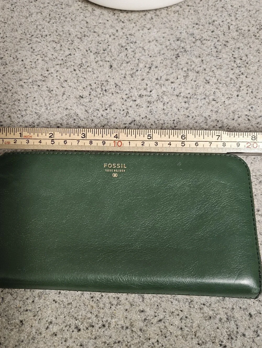 Fossil Green Leather Zip Wallet